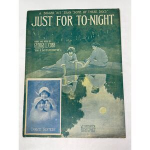 1914 Antique Just For To-Night Sheet Music George L Cobb